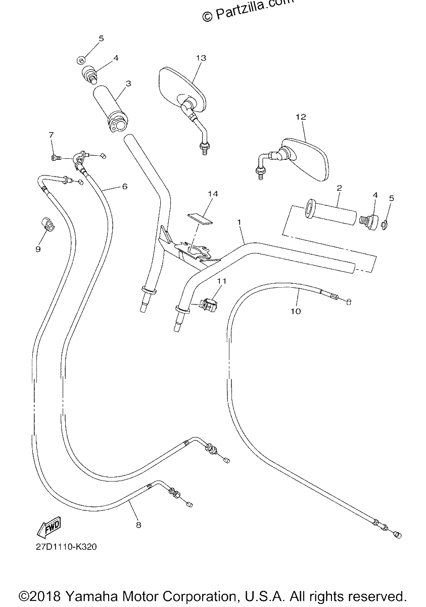 Diagrama de STEERING HANDLE CABLE