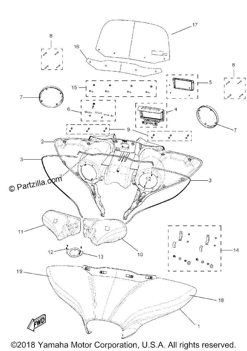 Diagrama de COWLING WINDSHIELD