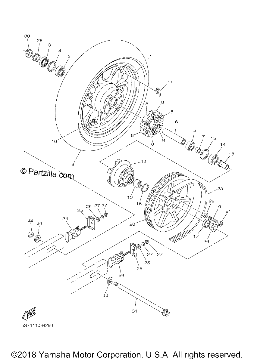 Diagrama de REAR WHEEL
