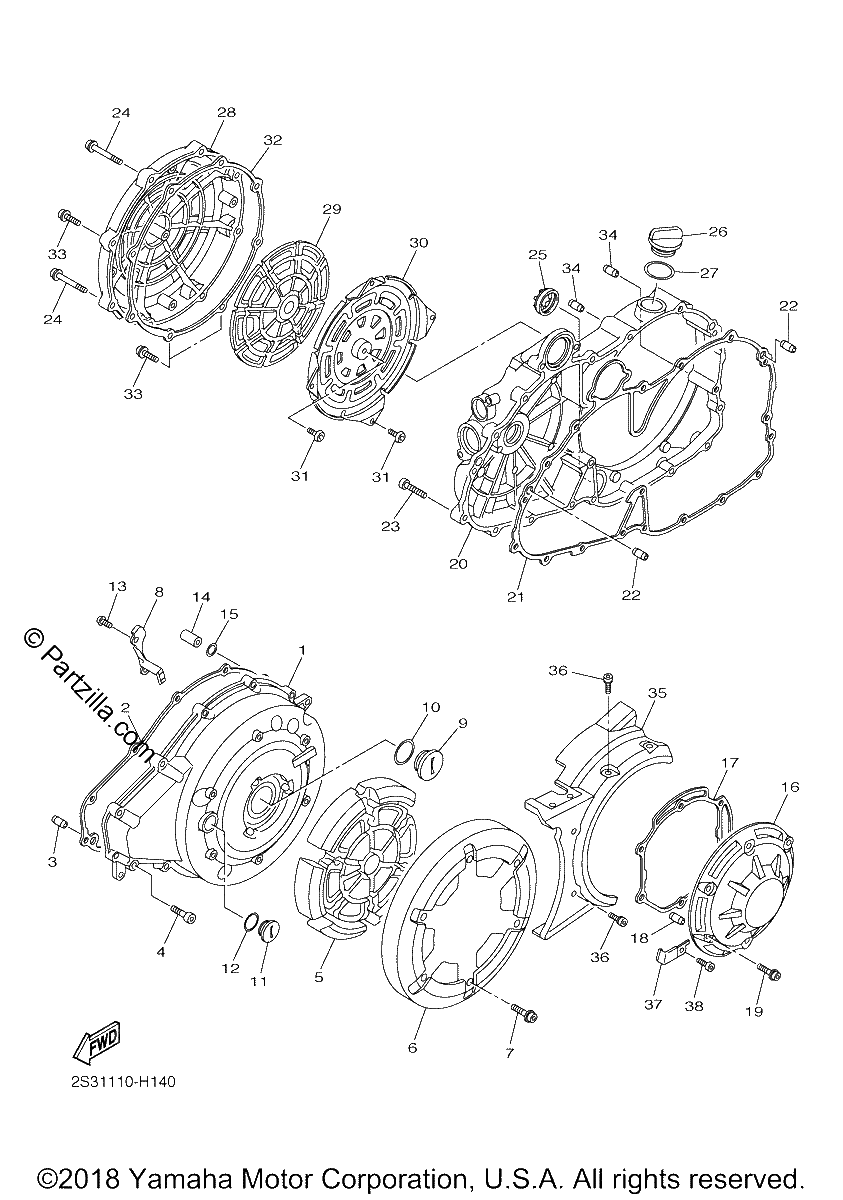 Diagrama de CRANKCASE COVER 1