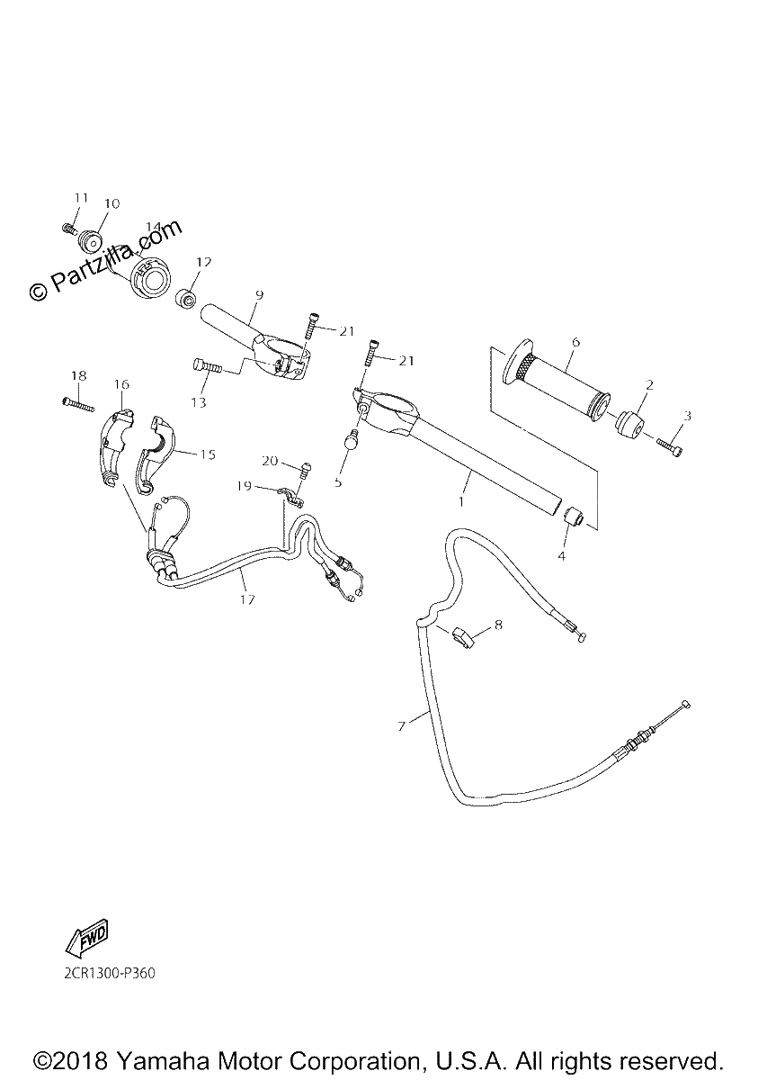 Diagrama de STEERING HANDLE CABLE