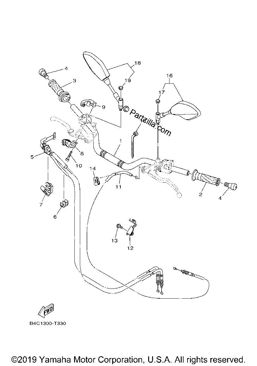 Diagrama de STEERING HANDLE CABLE