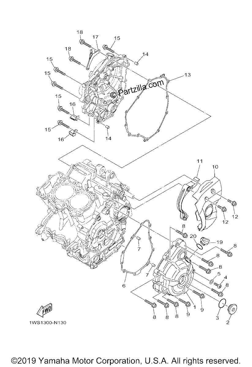 Diagrama de CRANKCASE COVER 1