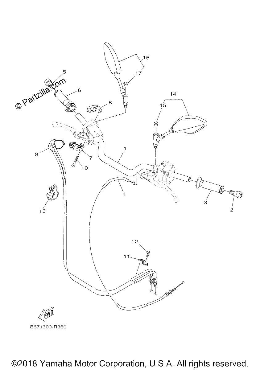 Diagrama de STEERING HANDLE CABLE