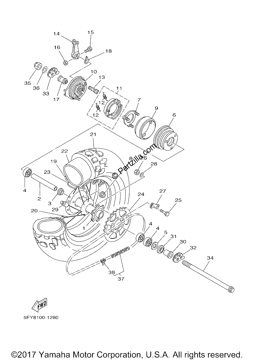 Diagrama de REAR WHEEL