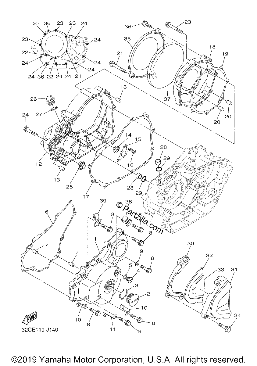 Diagrama de CRANKCASE COVER 1