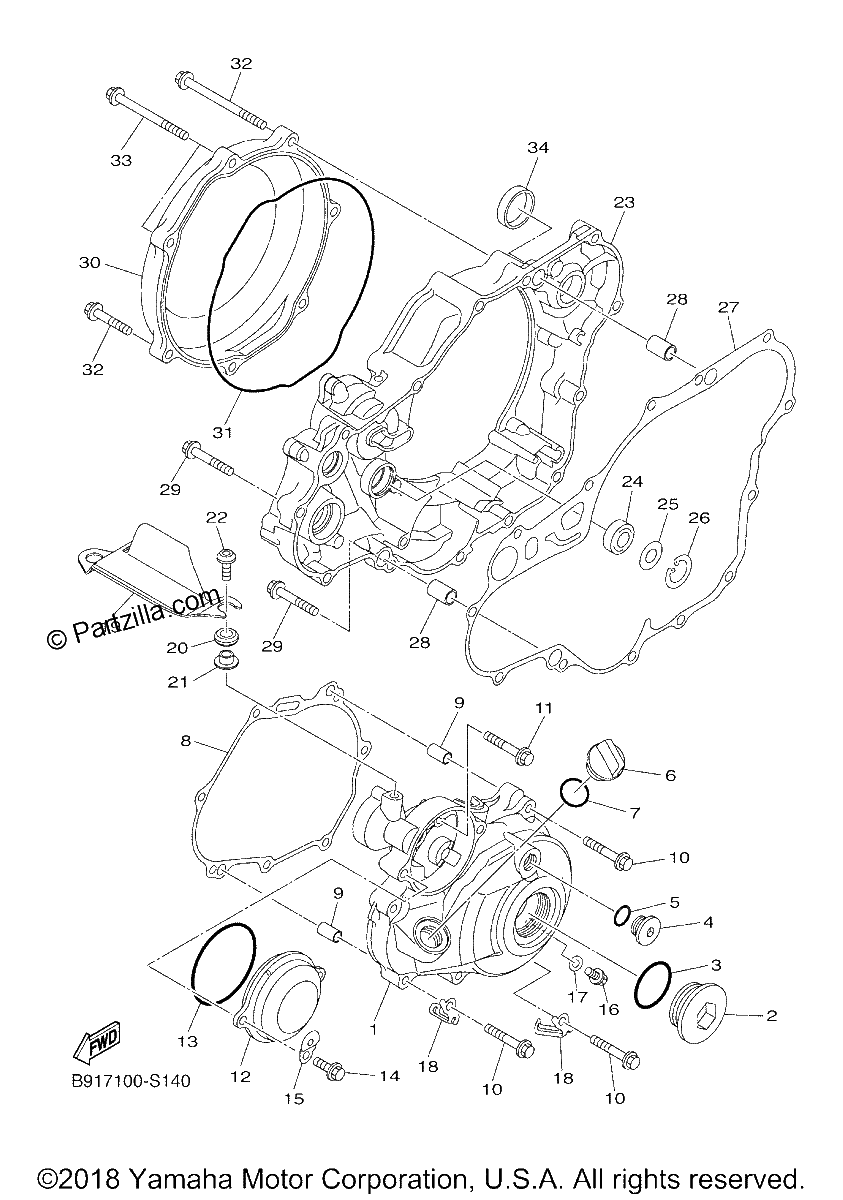 Diagrama de CRANKCASE COVER 1