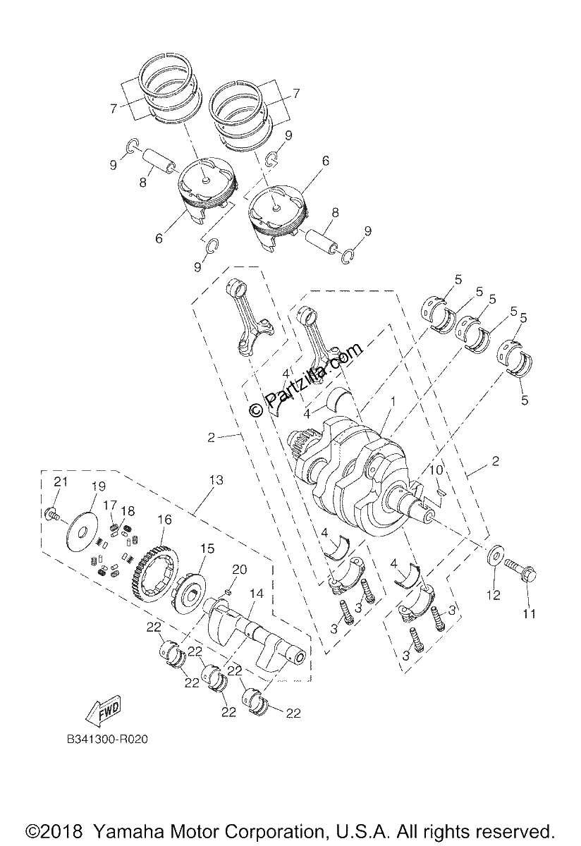 Diagrama de CRANKSHAFT PISTON