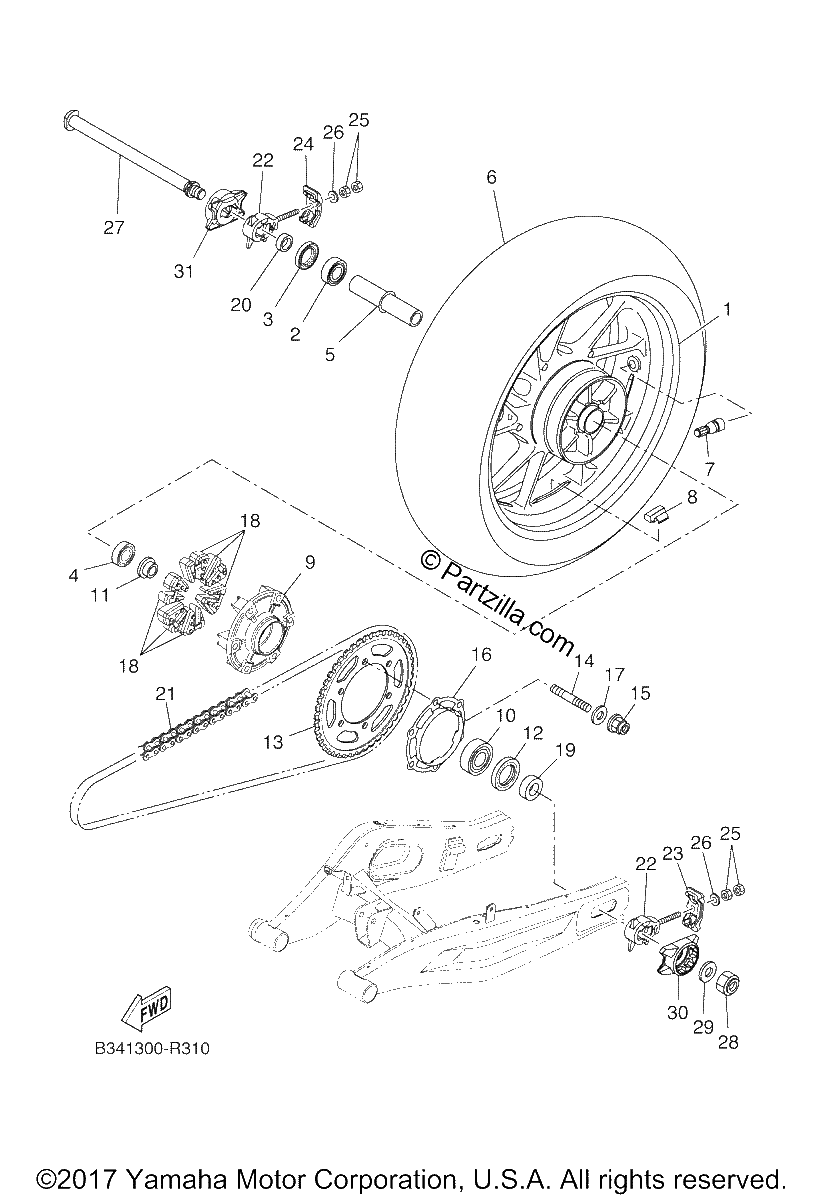 Diagrama de REAR WHEEL