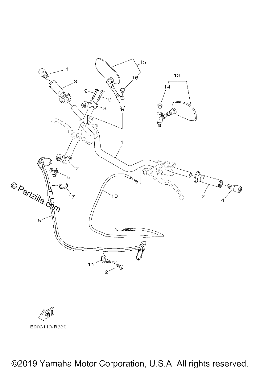 Diagrama de STEERING HANDLE CABLE