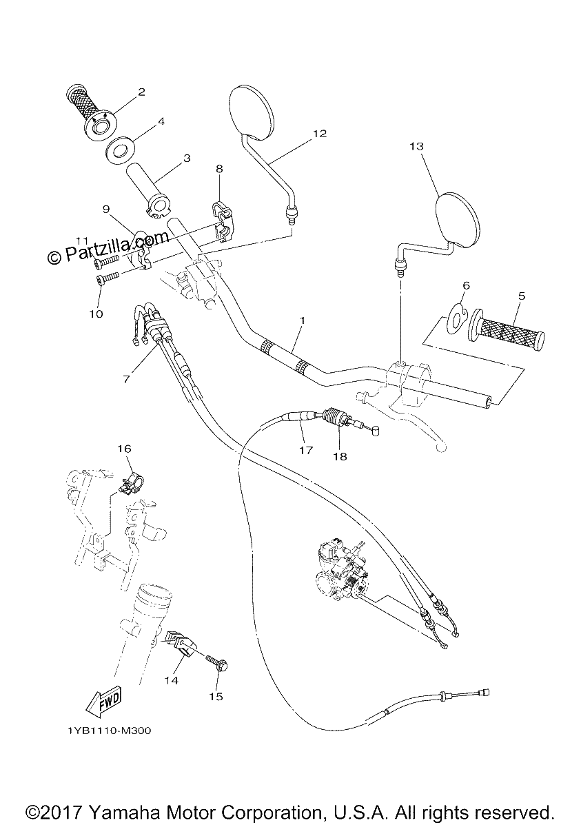 Diagrama de STEERING HANDLE CABLE