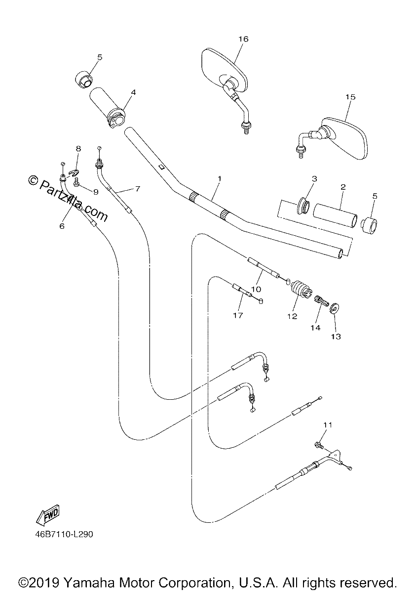 Diagrama de STEERING HANDLE CABLE