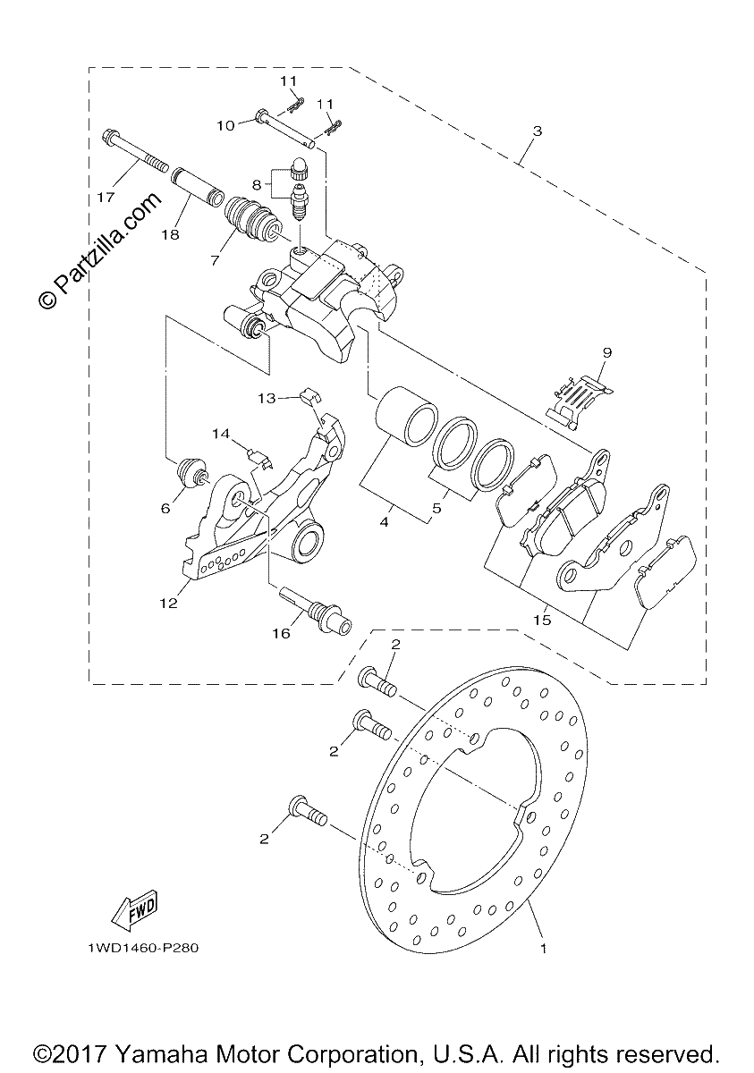 Diagrama de REAR BRAKE CALIPER