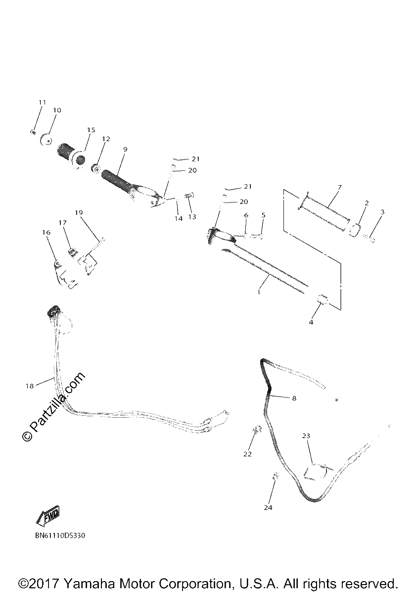 Diagrama de STEERING HANDLE CABLE