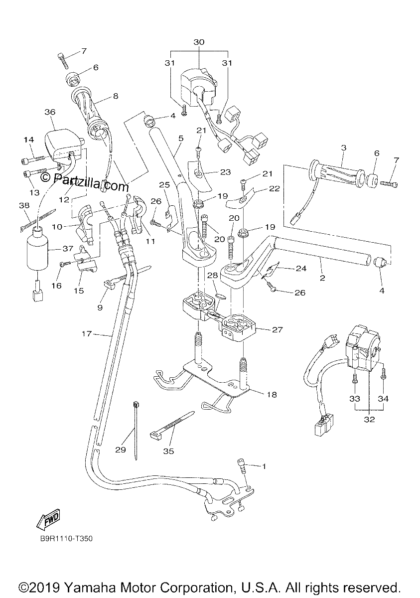 Diagrama de STEERING HANDLE CABLE
