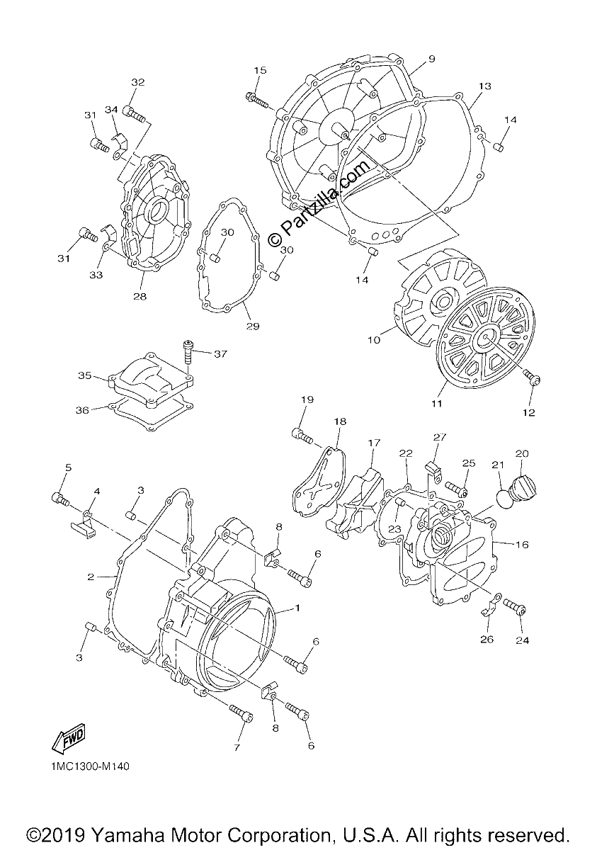 Diagrama de CRANKCASE COVER 1