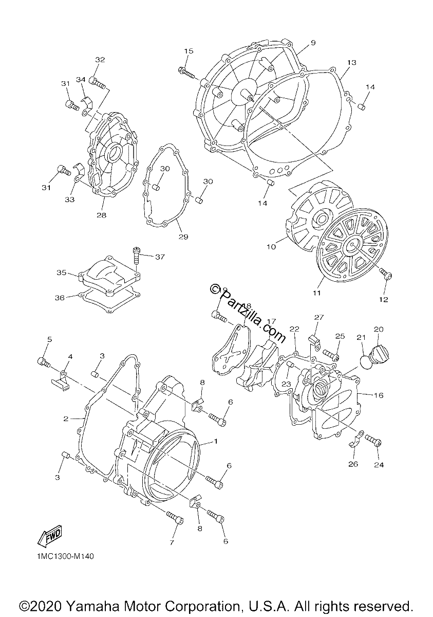 Diagrama de CRANKCASE COVER 1