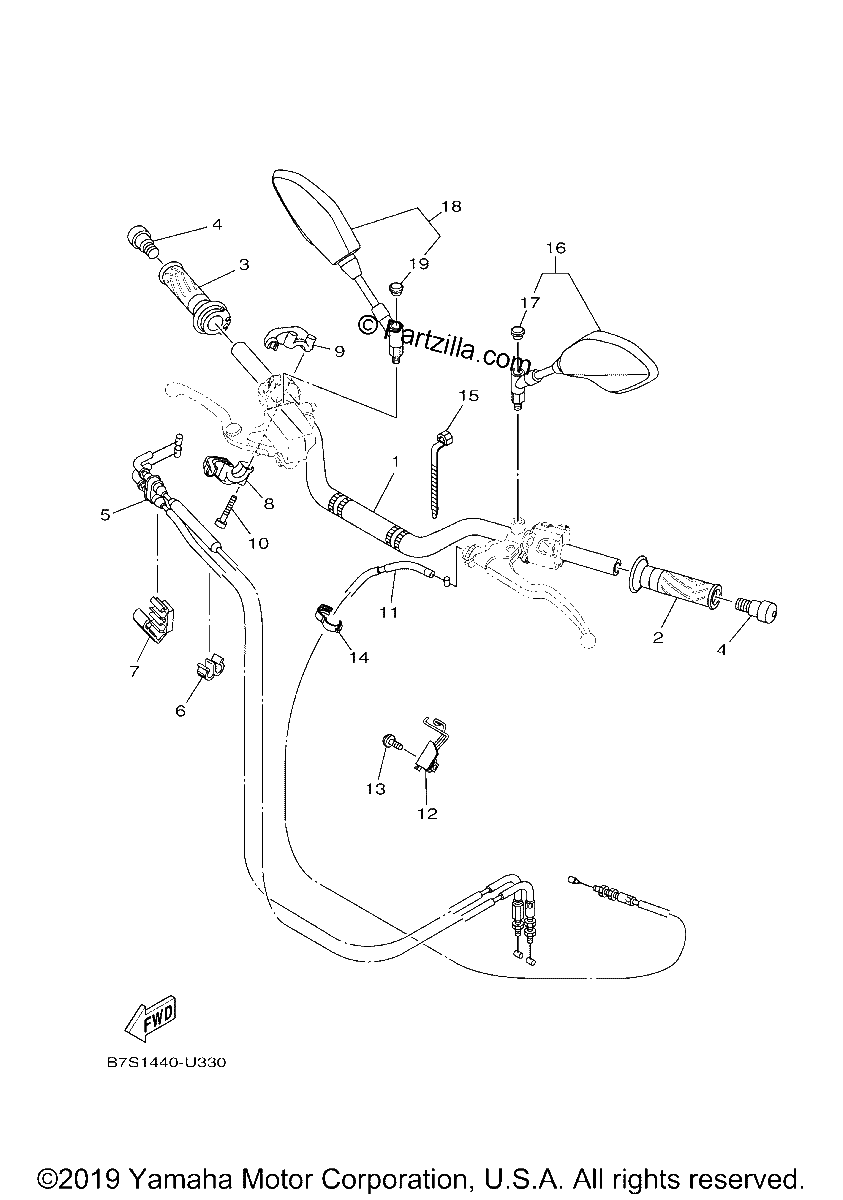 Diagrama de STEERING HANDLE CABLE