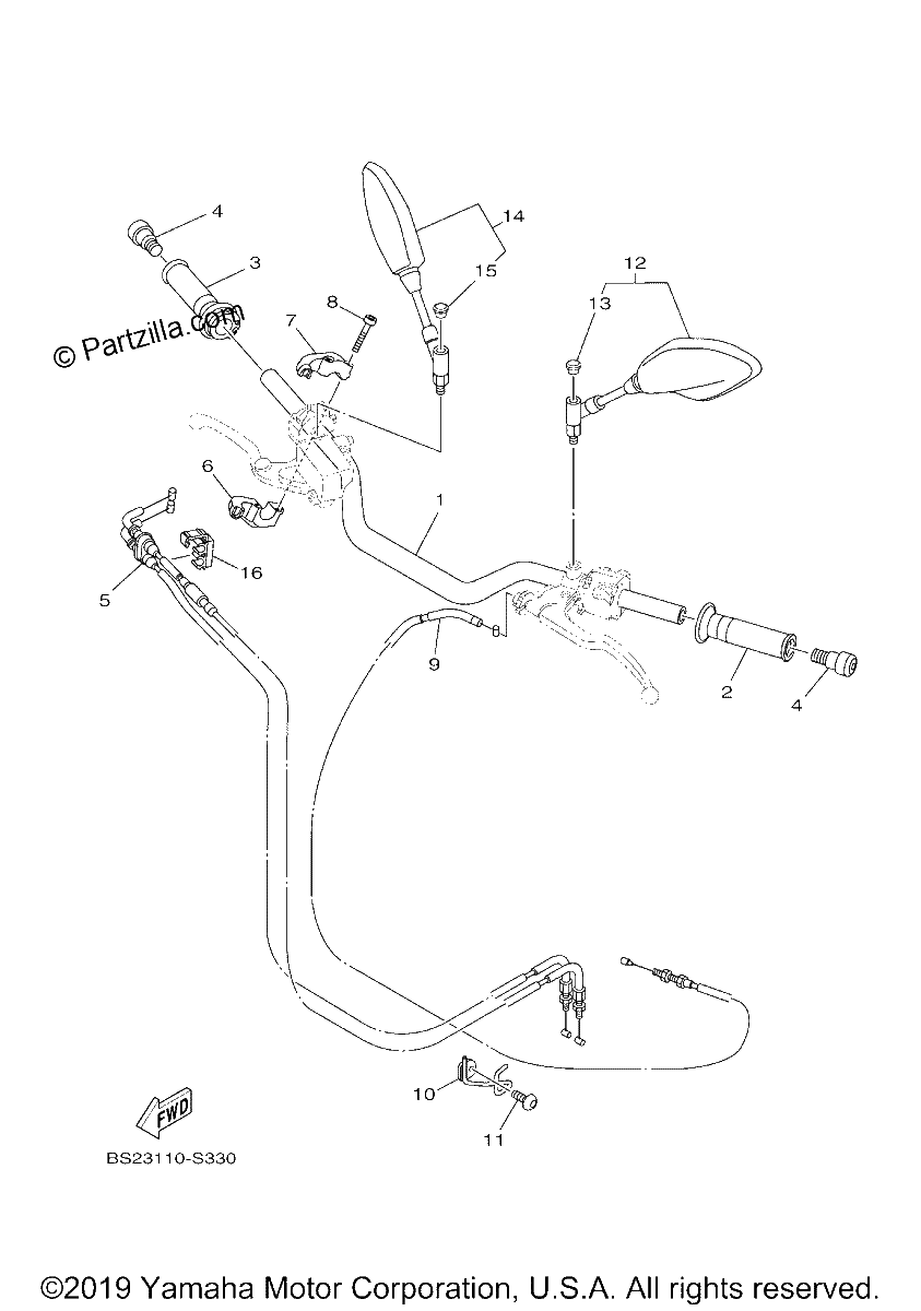 Diagrama de STEERING HANDLE CABLE