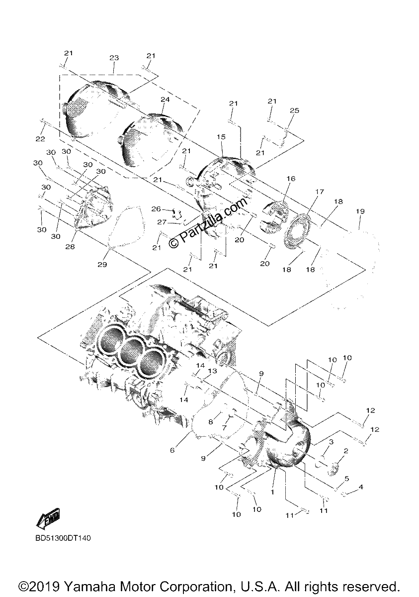 Diagrama de CRANKCASE COVER 1