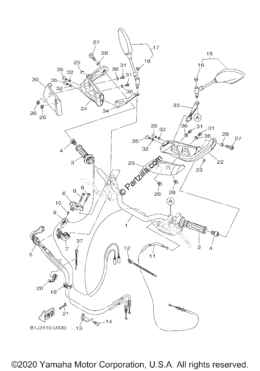 Diagrama de STEERING HANDLE CABLE