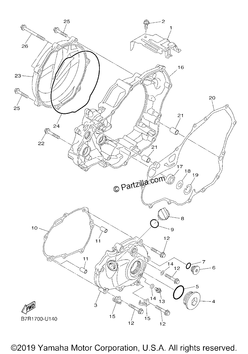 Diagrama de CRANKCASE COVER 1