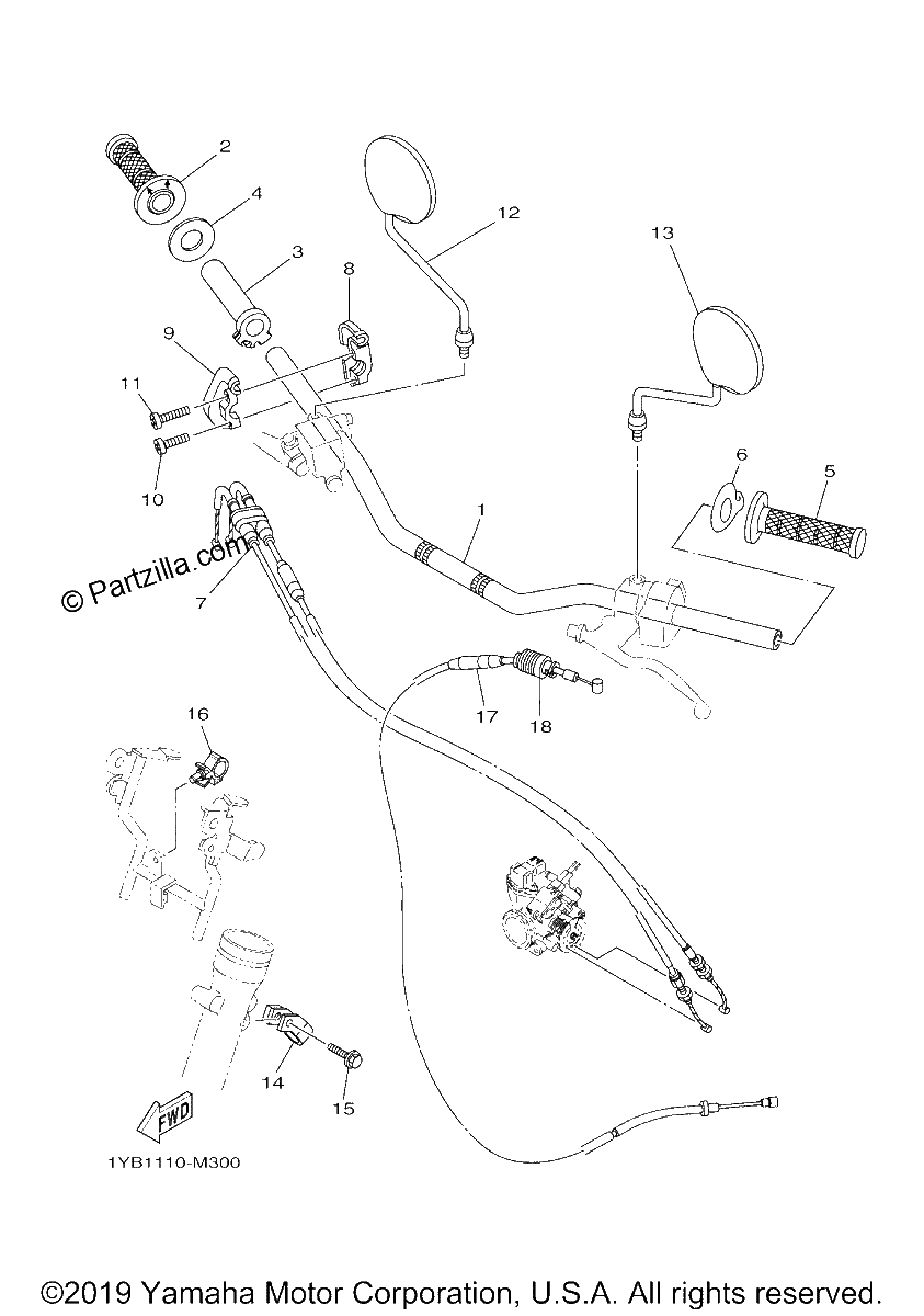 Diagrama de STEERING HANDLE CABLE