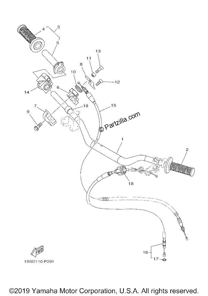 Diagrama de STEERING HANDLE CABLE