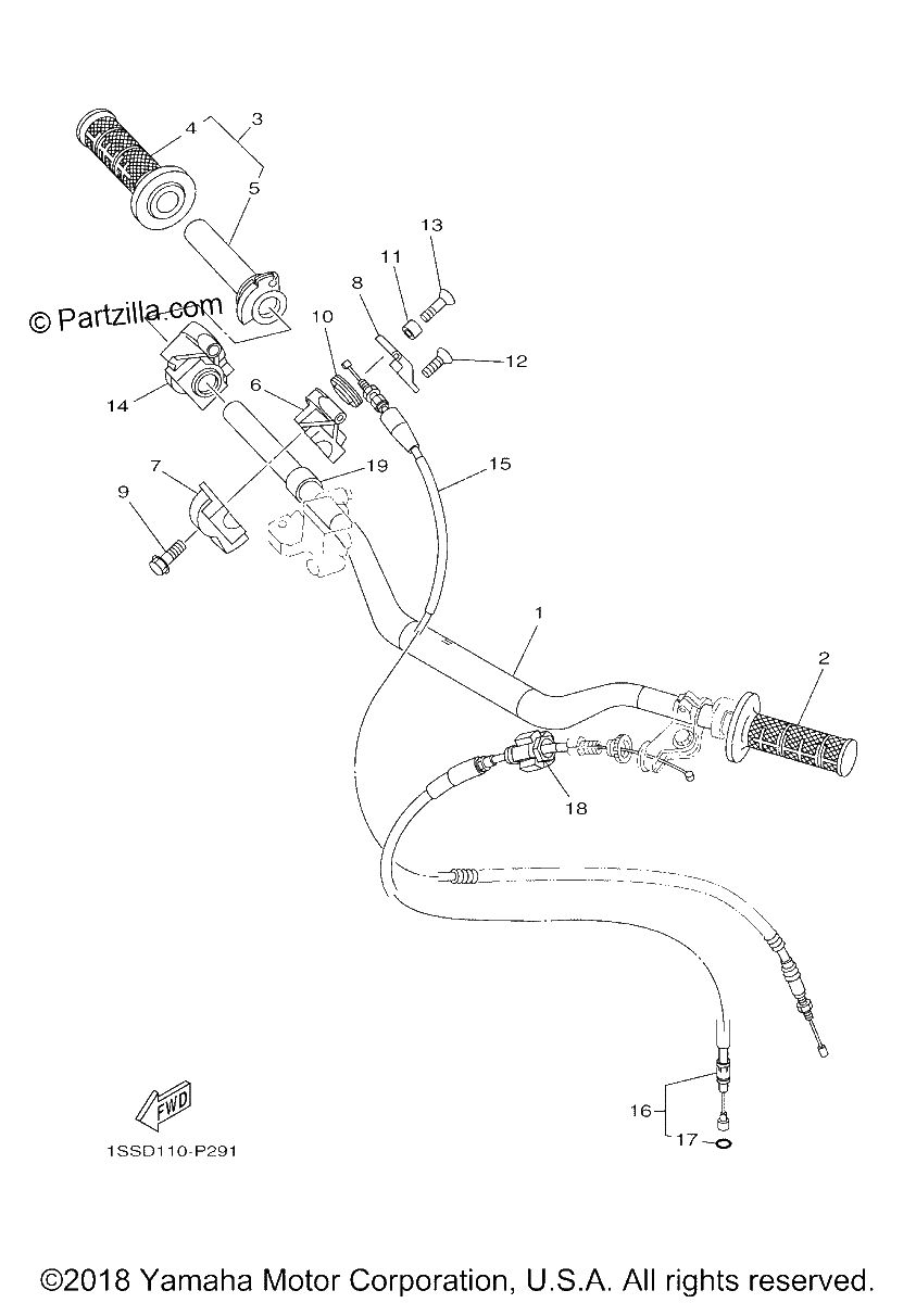 Diagrama de STEERING HANDLE CABLE