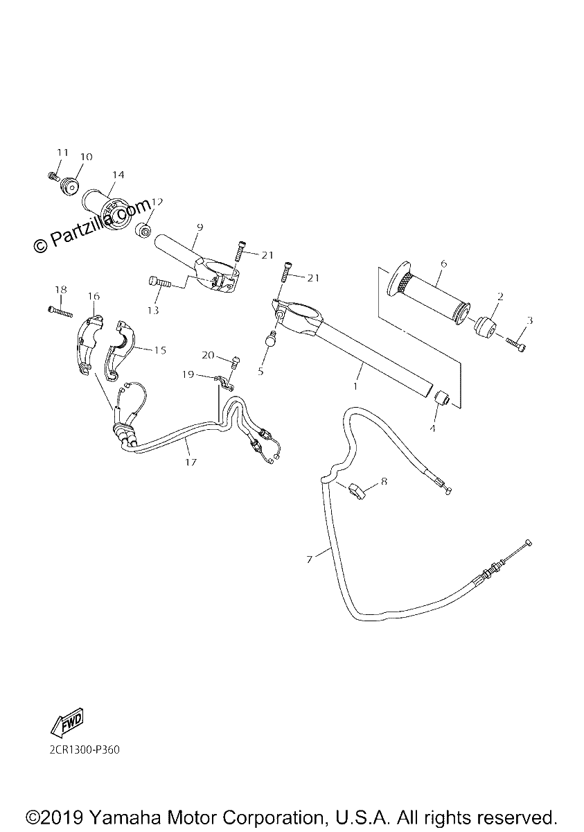 Diagrama de STEERING HANDLE CABLE