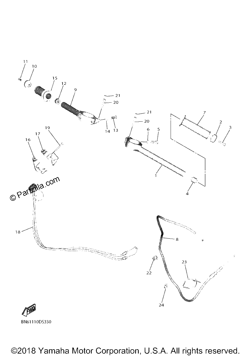 Diagrama de STEERING HANDLE CABLE