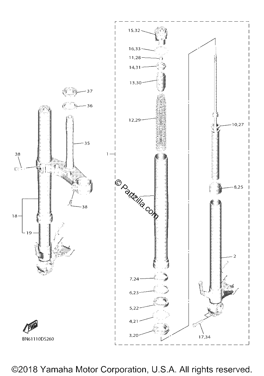 Diagrama de FRONT FORK