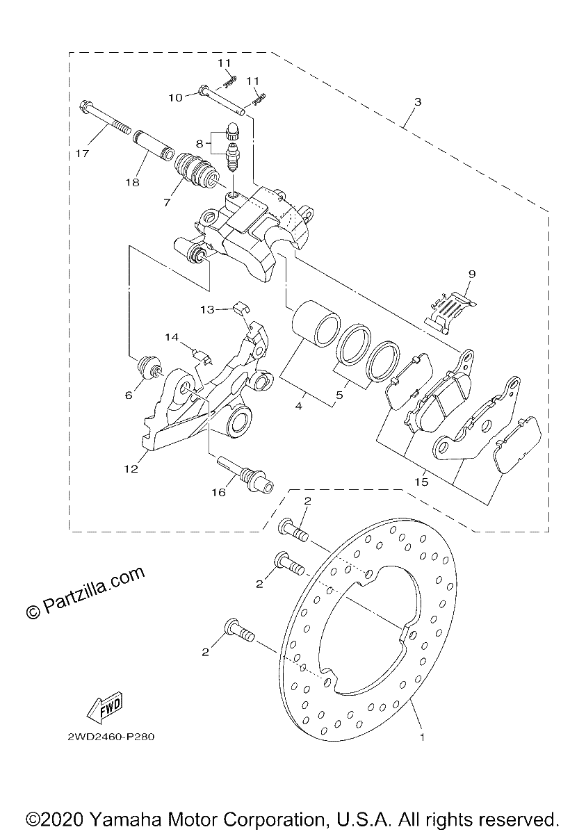 Diagrama de REAR BRAKE CALIPER