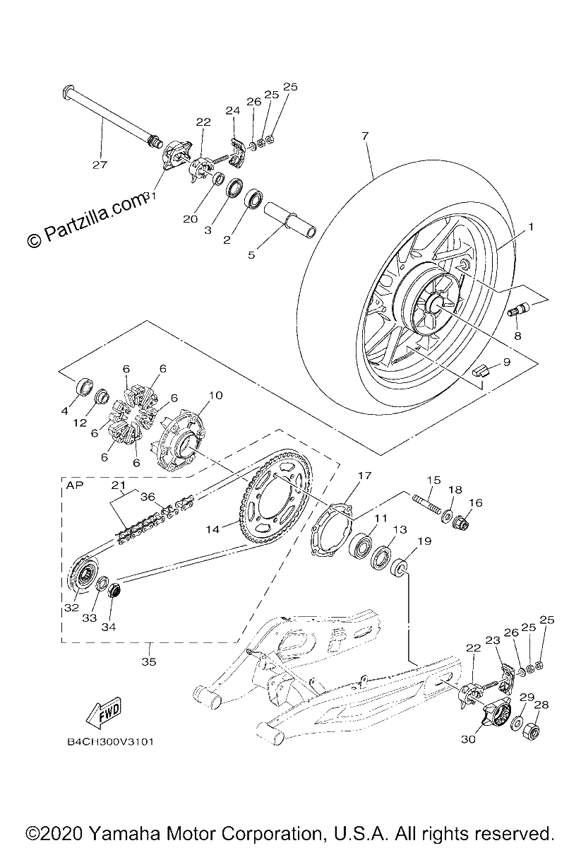 Diagrama de REAR WHEEL