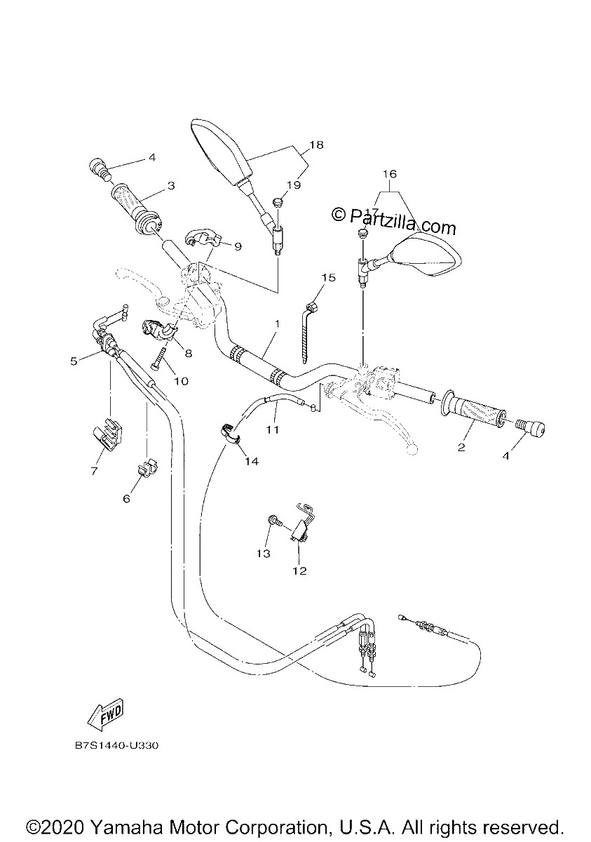 Diagrama de STEERING HANDLE CABLE