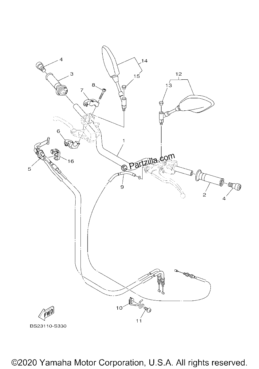 Diagrama de STEERING HANDLE CABLE