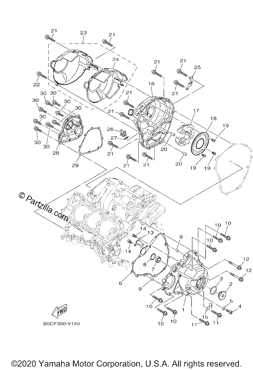 Diagrama de CRANKCASE COVER 1