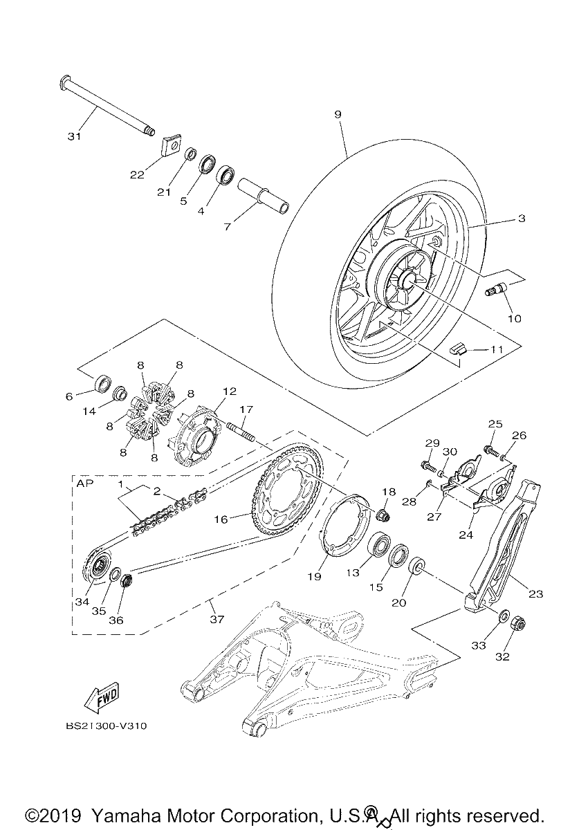 Diagrama de REAR WHEEL
