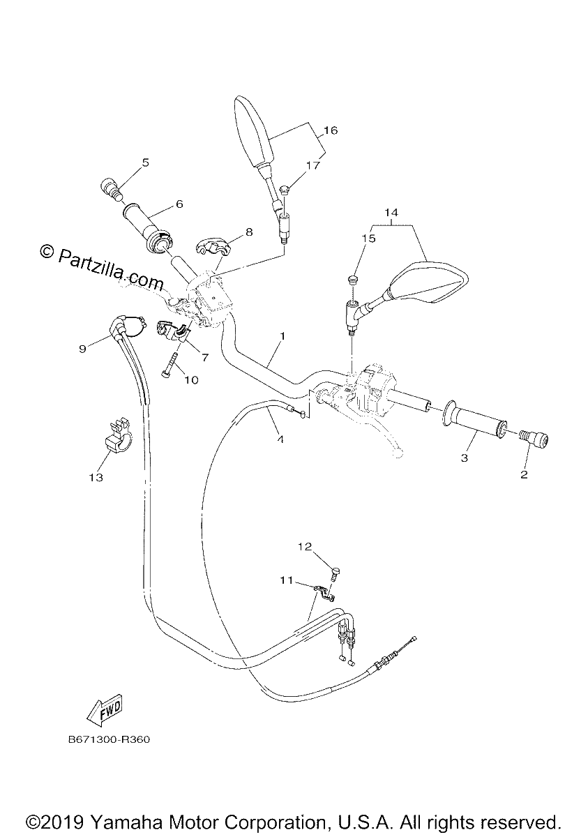 Diagrama de STEERING HANDLE CABLE