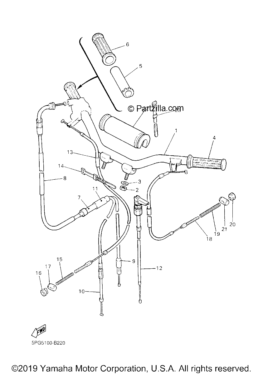 Diagrama de STEERING HANDLE CABLE