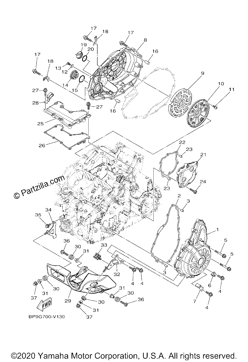 Diagrama de CRANKCASE COVER 1