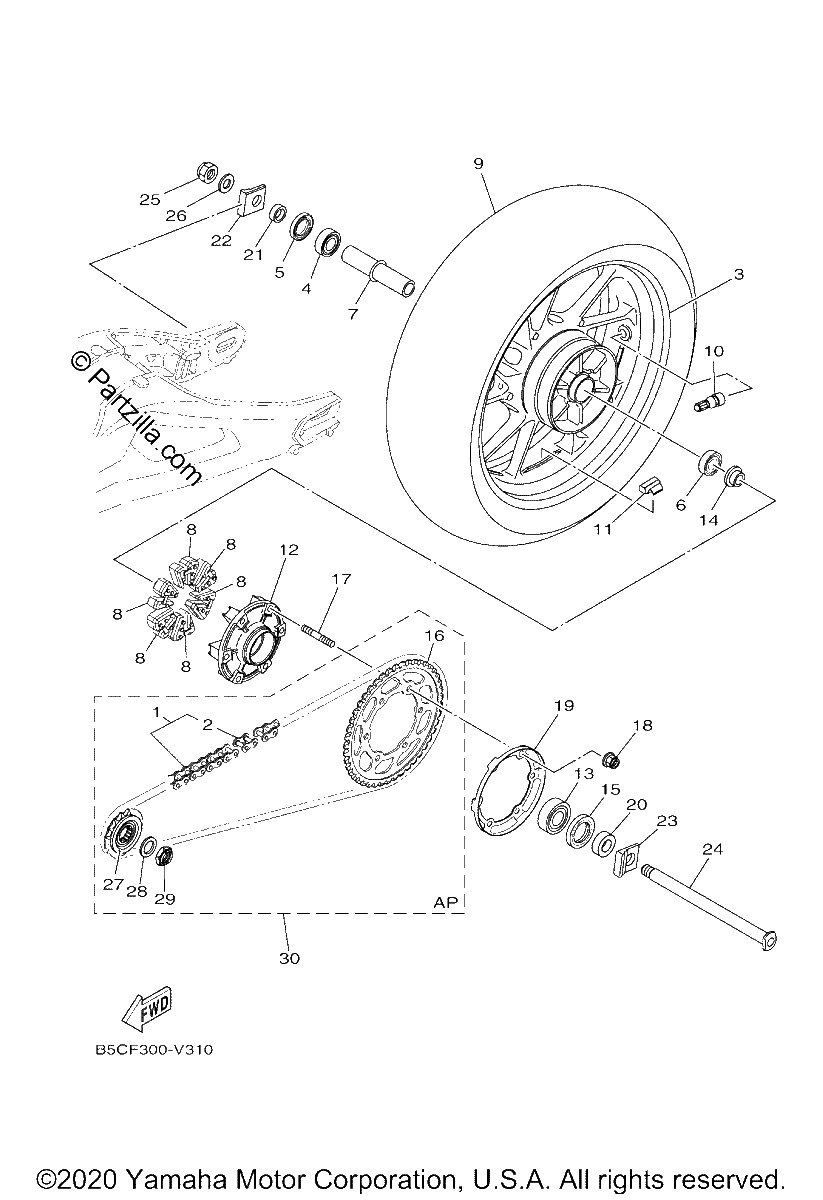 Diagrama de REAR WHEEL