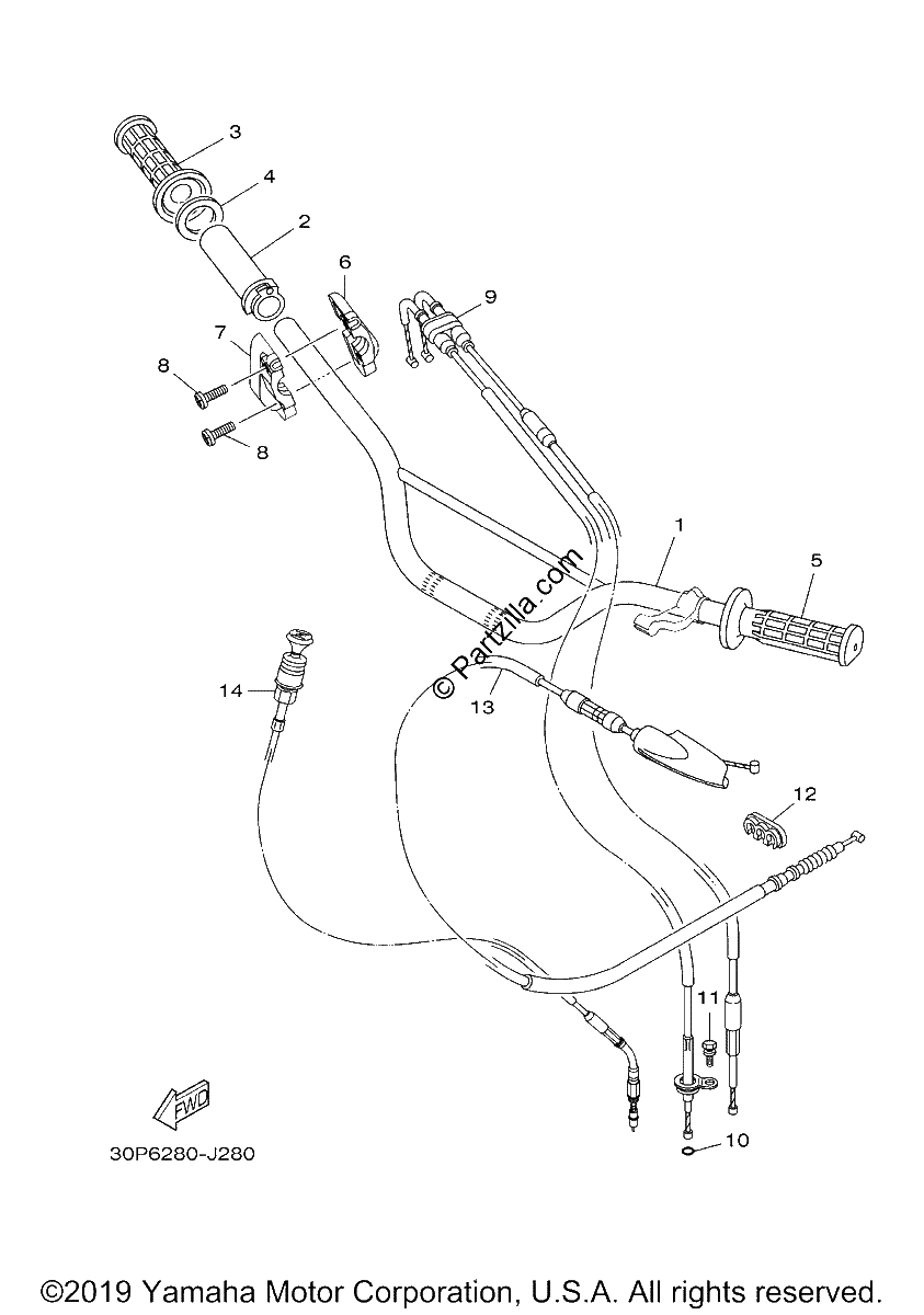 Diagrama de STEERING HANDLE CABLE