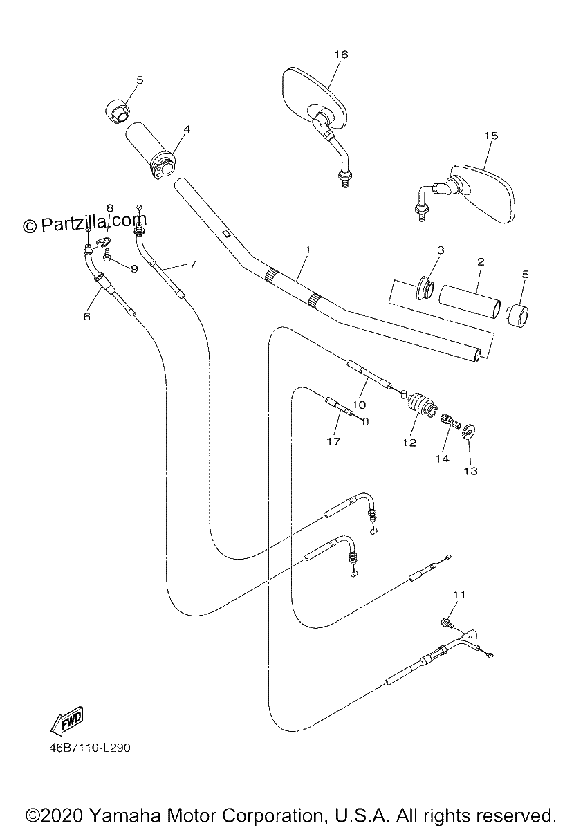 Diagrama de STEERING HANDLE CABLE