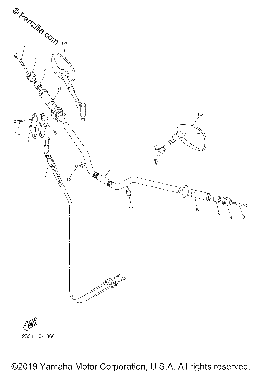 Diagrama de STEERING HANDLE CABLE