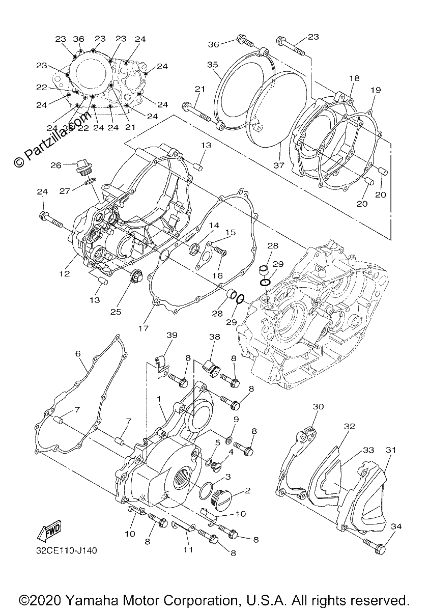 Diagrama de CRANKCASE COVER 1