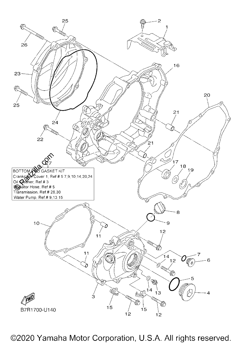 Diagrama de CRANKCASE COVER 1