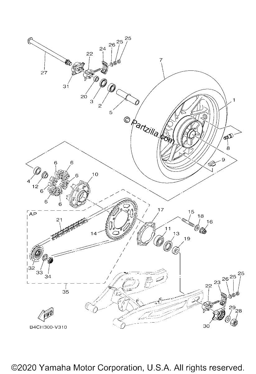 Diagrama de REAR WHEEL