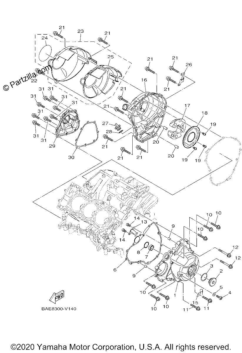 Diagrama de CRANKCASE COVER 1