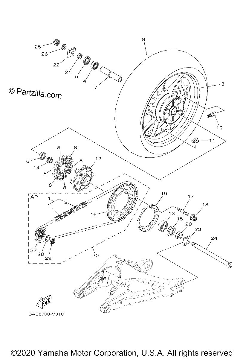 Diagrama de REAR WHEEL